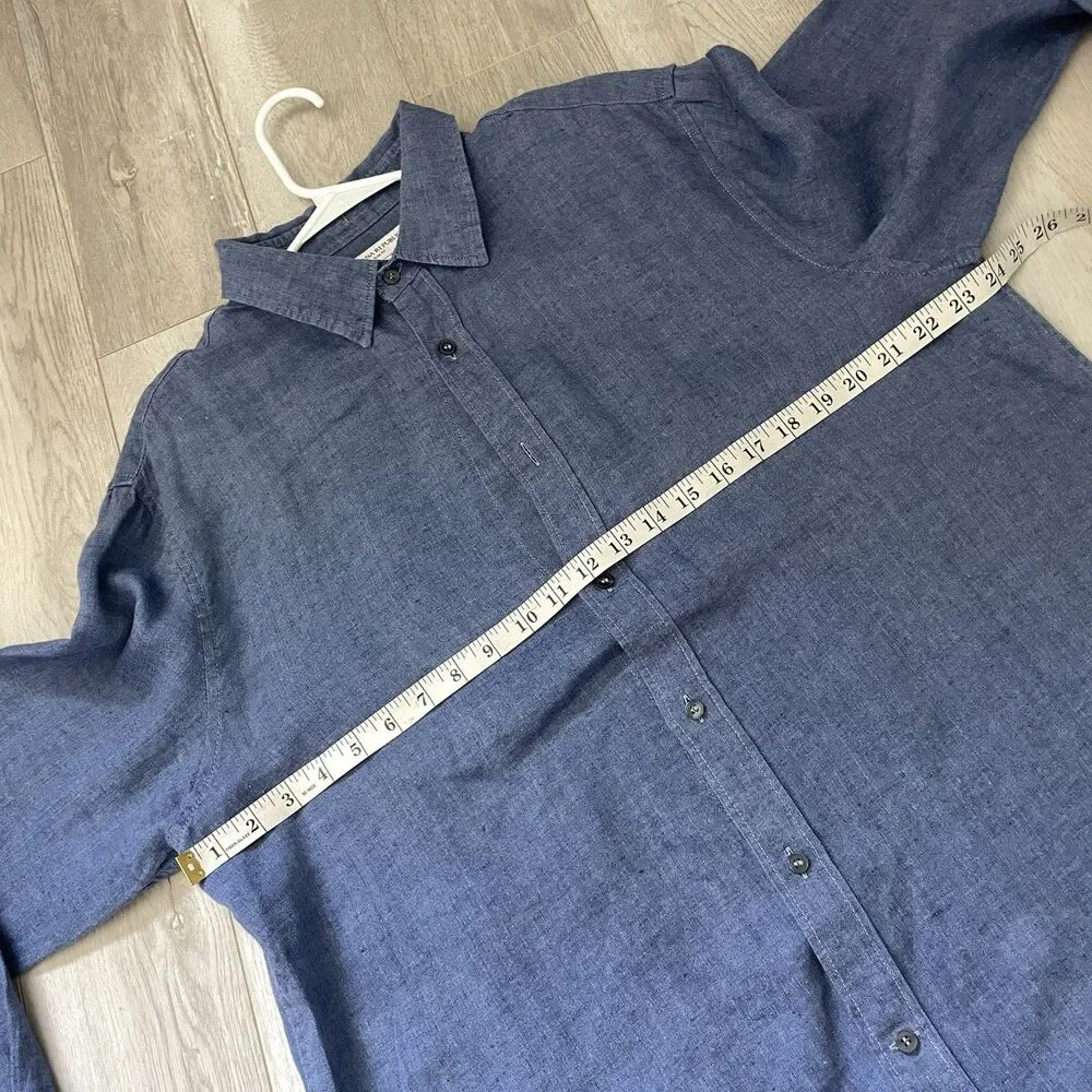 Banana Republic Shirt linen long sleeve button up mens Navy Blue (xlarge slim)